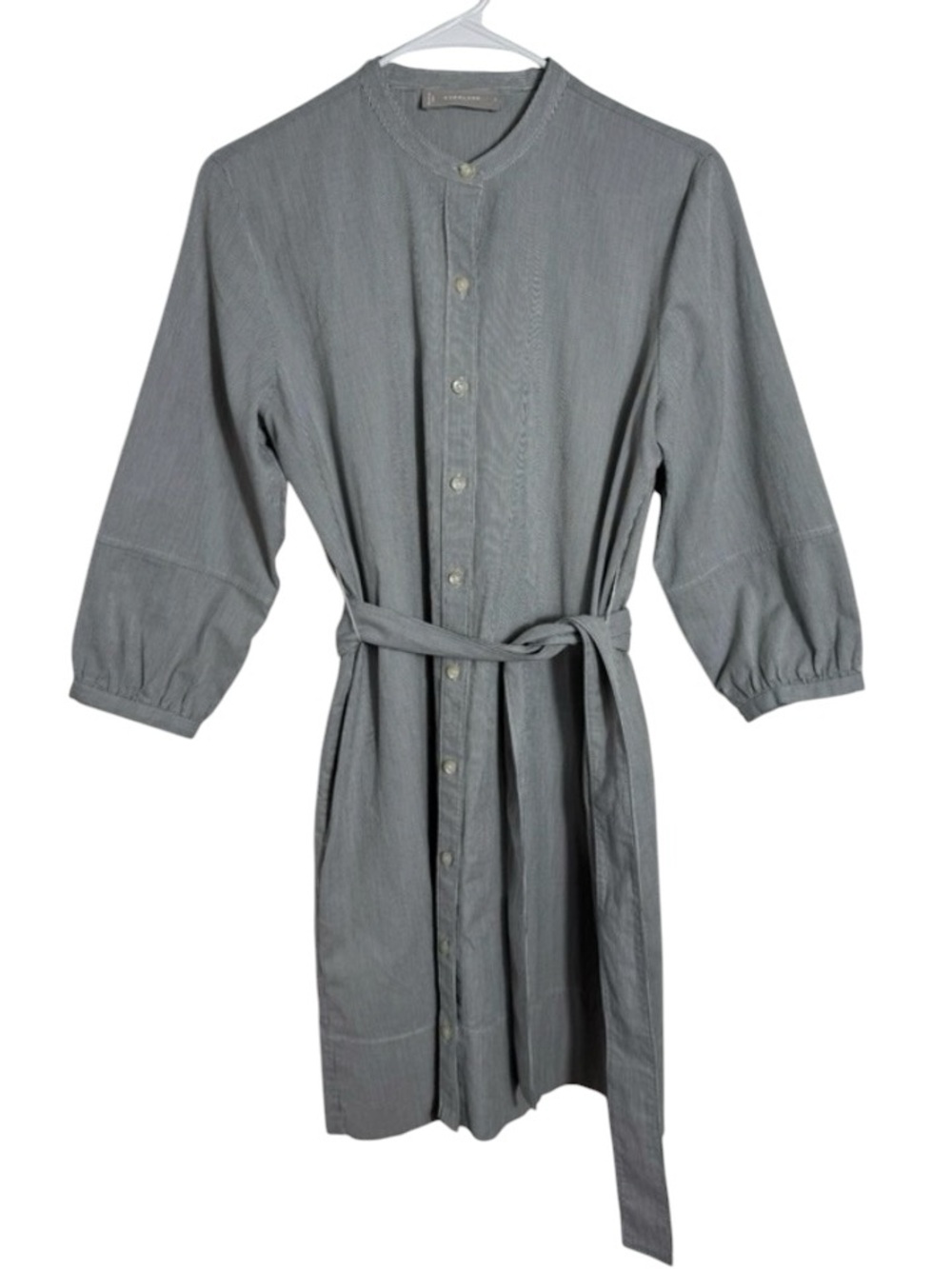 Everlane Blue Pinstripe Cotton Tie Waist Shirt Dress‎ Size 2 Minimalist